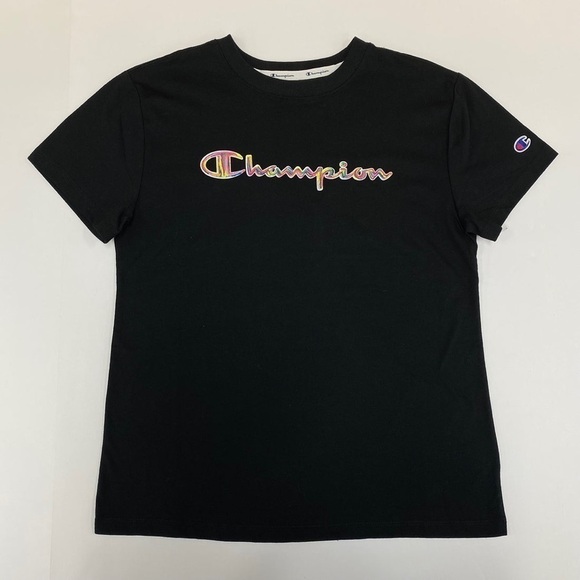 Champion Plus Classic Tee, Brush Stroke Script Logo Black 2X - Picture 1 of 9